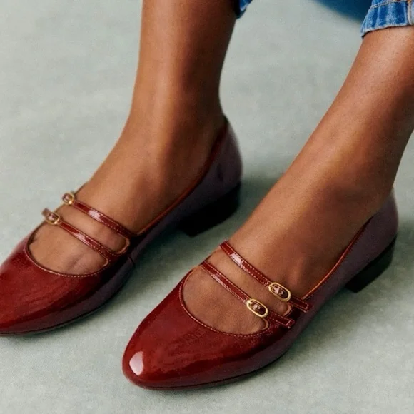 Sezane Ninon Low Ballerinas Patent Mahogany - Size 6,5 - Picture 3 of 9